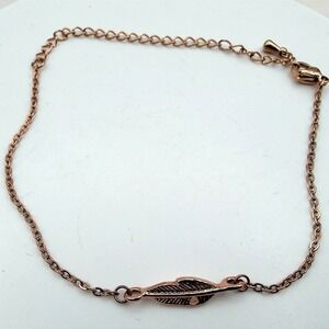 Vintage Y2K Rose Gold Tone‎ Feather Bracelet Boho Women's Classic Jewelry